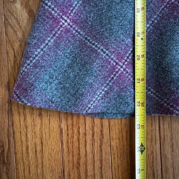 Talbots Petites Wool-Blend Gray & Lavender Plaid A-Line Skirt – Size 6P - Picture 4 of 9